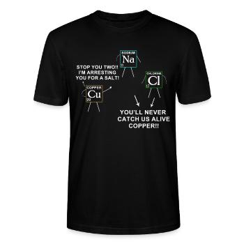Chemical Element Pun for Chemistry Lovers - Stanley/Stella CRAFTER Unisex Organic T-Shirt - black - Front - Alina (178cm) & Michal (187cm)