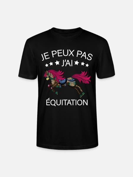 Je peux pas j'ai Equitation - T-shirt bio CRAFTER Stanley Stella Unisexe - noir