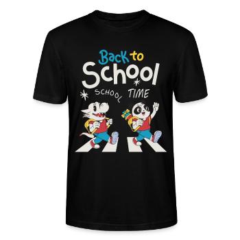 Schulanfänger - Stanley/Stella Unisex Bio-T-Shirt CRAFTER - Schwarz - Vorne - Alina (178cm) & Michal (187cm)