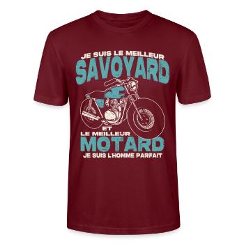 Le meilleur savoyard et le meilleur motard - T-shirt bio CRAFTER Stanley Stella Unisexe - bordeaux - Devant - Alina (178cm) & Michal (187cm)