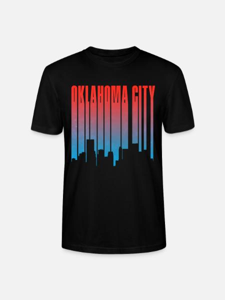 Oklahoma City Skyline Gradient - Stanley/Stella CRAFTER Unisex Organic T-Shirt - black