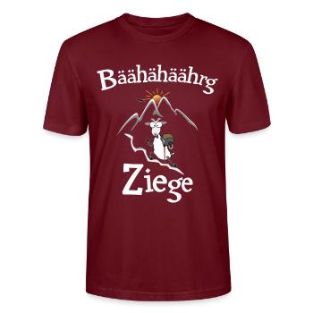 Berg - Ziege lustig geschrieben - Stanley/Stella Unisex Bio-T-Shirt CRAFTER - Burgunderrot - Vorne - Alina (178cm) & Michal (187cm)