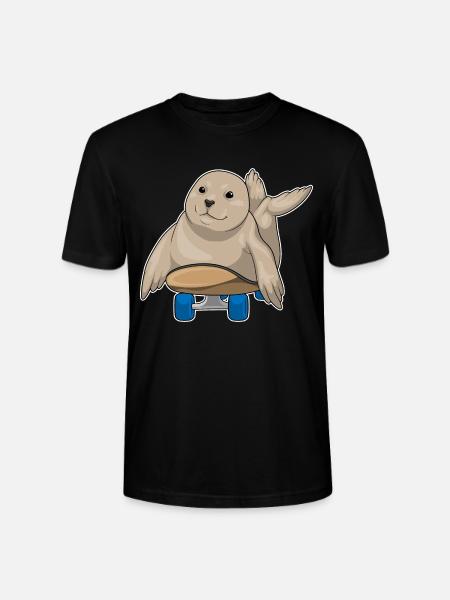 Seehund Skater Skateboard - Stanley/Stella Unisex Bio-T-Shirt CRAFTER - Schwarz