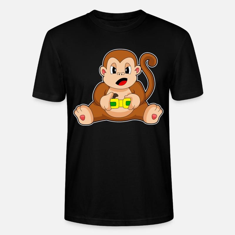 Affe Gamer Controller - Stanley/Stella Unisex Bio-T-Shirt CRAFTER - Schwarz