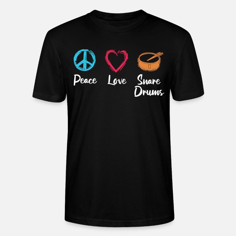 Frieden Liebe Trommel - Stanley/Stella Unisex Bio-T-Shirt CRAFTER - Schwarz