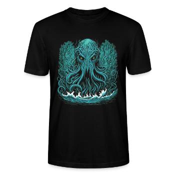 Cthulhu - Stanley/Stella Unisex Bio-T-Shirt CRAFTER - Schwarz - Vorne - Alina (178cm) & Michal (187cm)