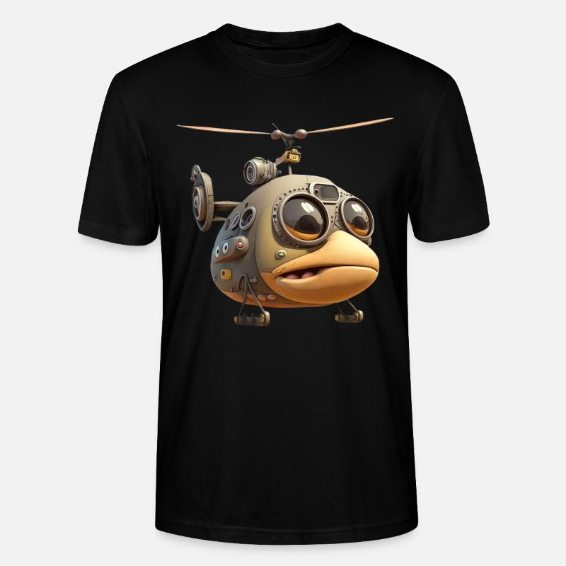 Comic Hubschrauber - Stanley/Stella Unisex Bio-T-Shirt CRAFTER - Schwarz