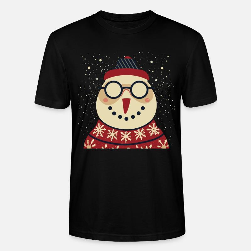Winter Eulenpullover mit Brille - Stanley/Stella Unisex Bio-T-Shirt CRAFTER - Schwarz