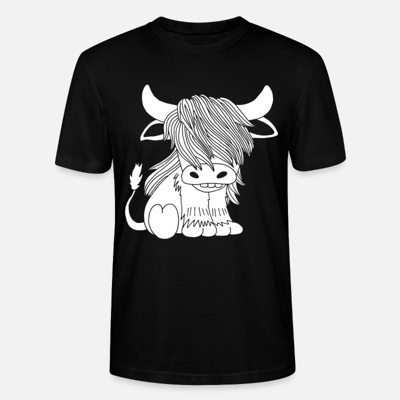 Vache blanche à poil long - T-shirt bio CRAFTER Stanley Stella Unisexe - noir