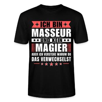 Ich bin Masseur und kein Magier - Stanley/Stella Unisex Bio-T-Shirt CRAFTER - Schwarz - Vorne - Alina (178cm) & Michal (187cm)