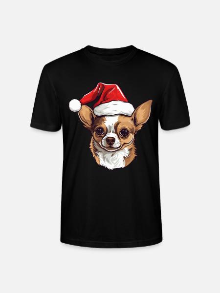 Testa di Natale del cane chihuahua - Maglietta unisex ecologica CRAFTER di Stanley/Stella - nero