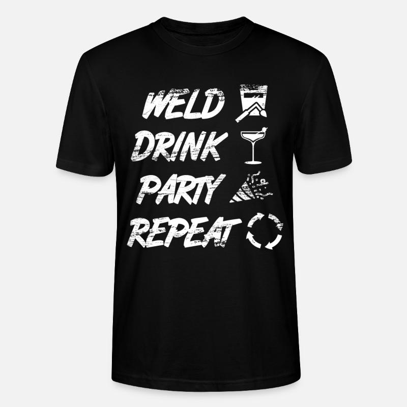 souder, boire, célébrer, répéter - T-shirt bio CRAFTER Stanley Stella Unisexe - noir