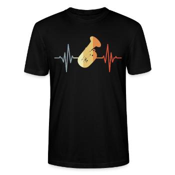 Tuba Herzschlag - Stanley/Stella Unisex Bio-T-Shirt CRAFTER - Schwarz - Vorne - Alina (178cm) & Michal (187cm)