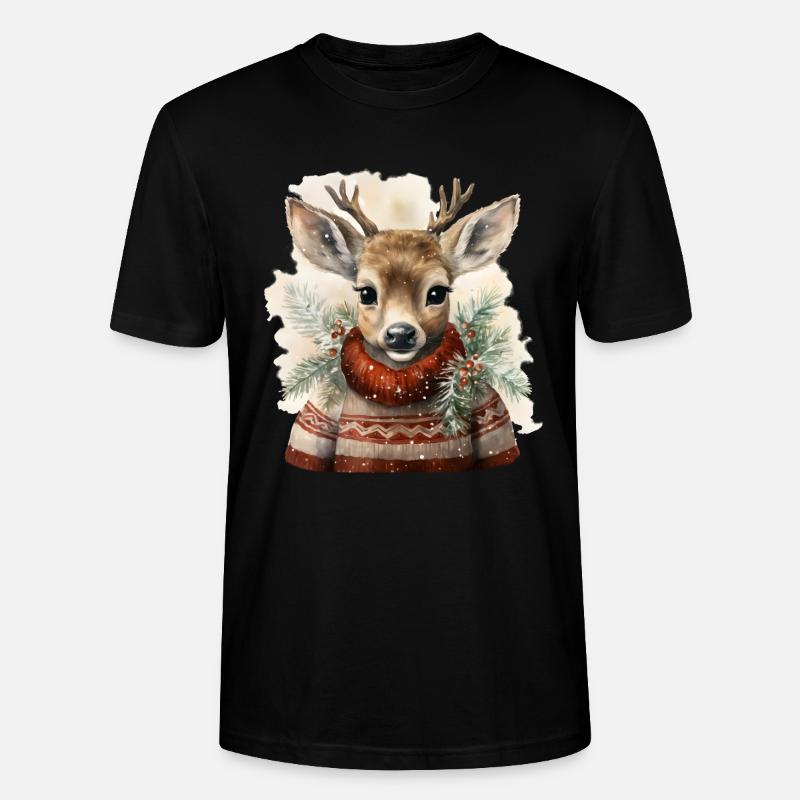 Cerf en pull d’hiver - T-shirt bio CRAFTER Stanley Stella Unisexe - noir