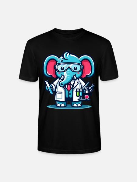 Cute Elephant Scientist - Stanley/Stella CRAFTER Unisex Organic T-Shirt - black