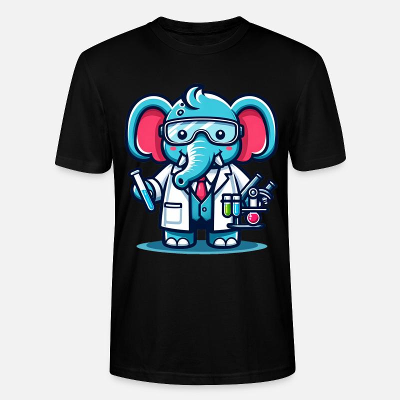 Scientifique éléphant mignon - T-shirt bio CRAFTER Stanley Stella Unisexe - noir