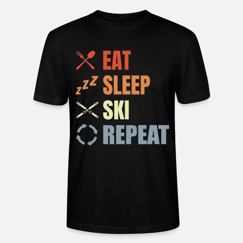 Manger Dormir Ski Répéter - T-shirt bio CRAFTER Stanley Stella Unisexe - noir