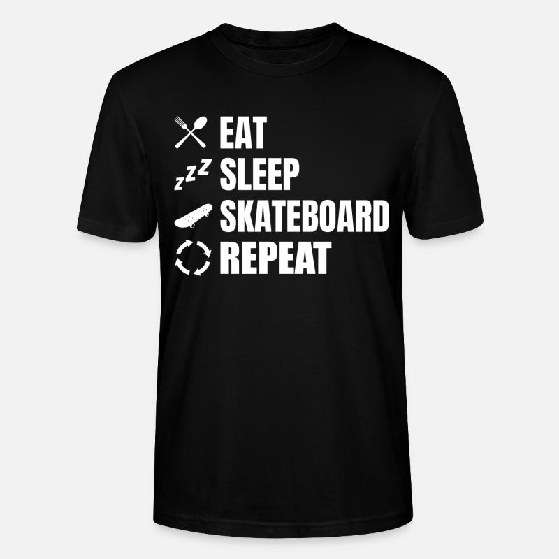 Eating, sleeping, skateboarding, repeating - Stanley/Stella CRAFTER Unisex Organic T-Shirt - black