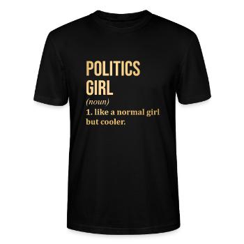 Politics Politics Politics - Stanley/Stella CRAFTER Unisex Organic T-Shirt - black - Front - Alina (178cm) & Michal (187cm)