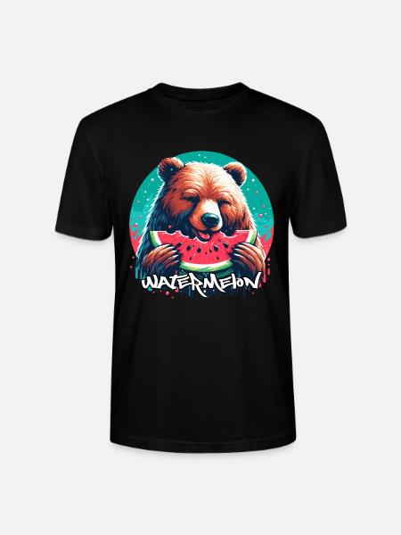Watermelon Bear Yummy Gift - Stanley/Stella CRAFTER Unisex Organic T-Shirt - black