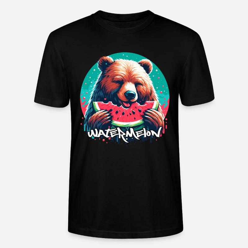 Pastèque ours cadeau délicieux - T-shirt bio CRAFTER Stanley Stella Unisexe - noir