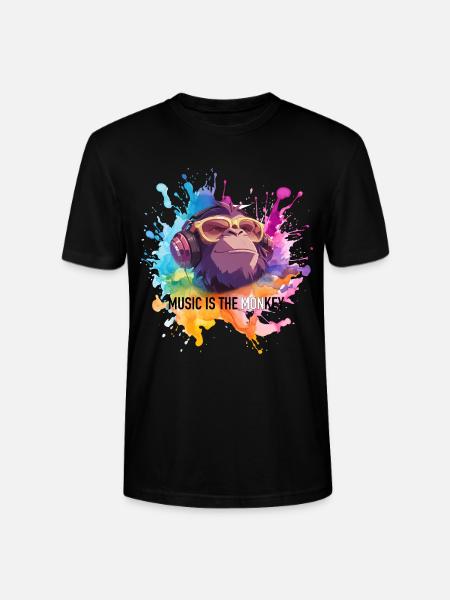 Music is the monkey pun - Stanley/Stella CRAFTER Unisex Organic T-Shirt - black