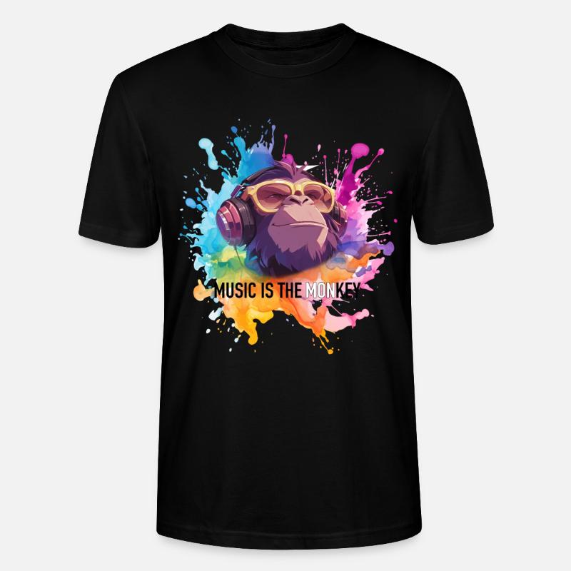 Musik ist der Monkey Wortwitz - Stanley/Stella Unisex Bio-T-Shirt CRAFTER - Schwarz