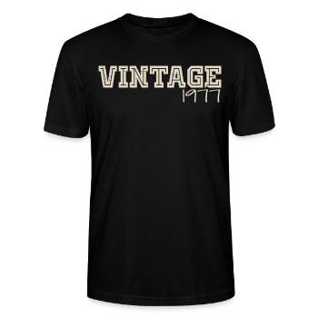Jahrgang 1977 Original 1977 Retro 1977 Geschenk 1977 - Stanley/Stella Unisex Bio-T-Shirt CRAFTER - Schwarz - Vorne - Alina (178cm) & Michal (187cm)