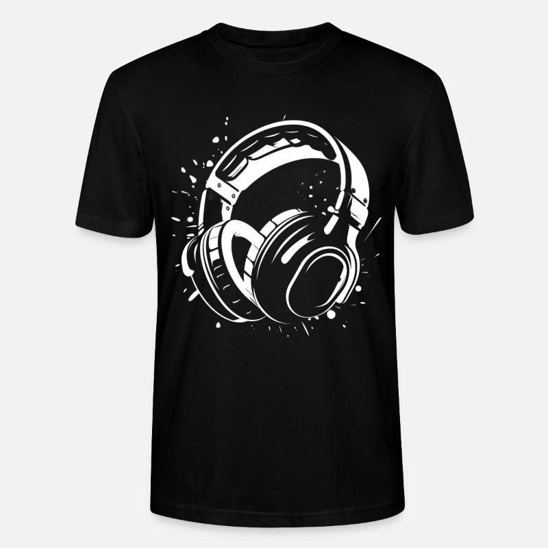 Dj Kopfhörer Skizze - Stanley/Stella Unisex Bio-T-Shirt CRAFTER - Schwarz