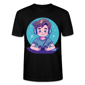 Garçon de jeu - T-shirt bio CRAFTER Stanley Stella Unisexe - noir - Devant - Alina (178cm) & Michal (187cm)