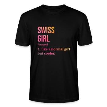 Switzerland Switzerland Switzerland - Stanley/Stella CRAFTER Unisex Organic T-Shirt - black - Front - Alina (178cm) & Michal (187cm)