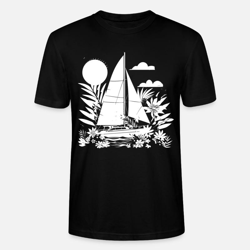 Segeln Comic Look - Stanley/Stella Unisex Bio-T-Shirt CRAFTER - Schwarz