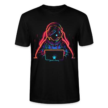 Jouez à Steamwave - T-shirt bio CRAFTER Stanley Stella Unisexe - noir - Devant - Alina (178cm) & Michal (187cm)