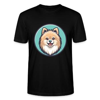 Poméranien Spitz Chien Race Dessin Animé Kawaii Clipart - T-shirt bio CRAFTER Stanley Stella Unisexe - noir - Devant - Alina (178cm) & Michal (187cm)