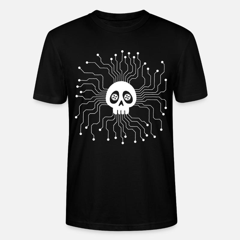 White Microprocessor Skull - Stanley/Stella CRAFTER Unisex Organic T-Shirt - black