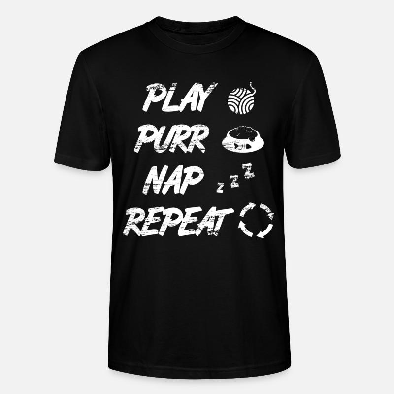 Routine quotidienne du chat - T-shirt bio CRAFTER Stanley Stella Unisexe - noir