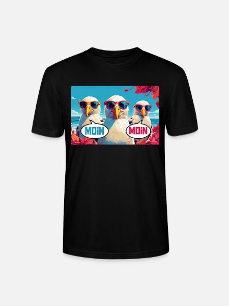 Moin Moin Möwen - Stanley/Stella Unisex Bio-T-Shirt CRAFTER - Schwarz