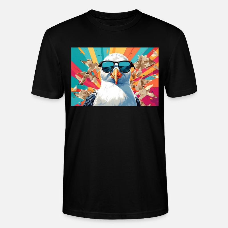 Coole Möwe im Getümmel - Stanley/Stella Unisex Bio-T-Shirt CRAFTER - Schwarz