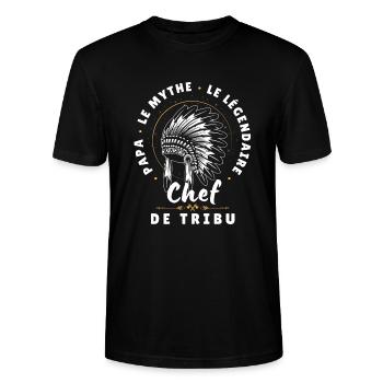 Papa le mythe le légendaire Chef de tribu - T-shirt bio CRAFTER Stanley Stella Unisexe - noir - Devant - Alina (178cm) & Michal (187cm)