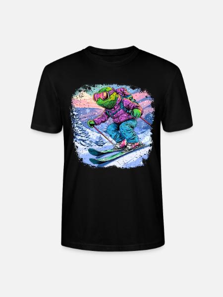 Chameleon Skier / Skier Chameleon - Stanley/Stella CRAFTER Unisex Organic T-Shirt - black