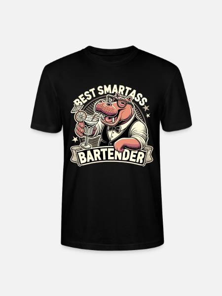 Bartender Barman Hippopotamus Hippopotamus Gift - Stanley/Stella CRAFTER Unisex Organic T-Shirt - black