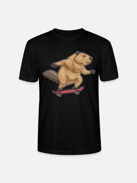 Beaver Skater Skateboard - Stanley/Stella CRAFTER Unisex Organic T-Shirt - black