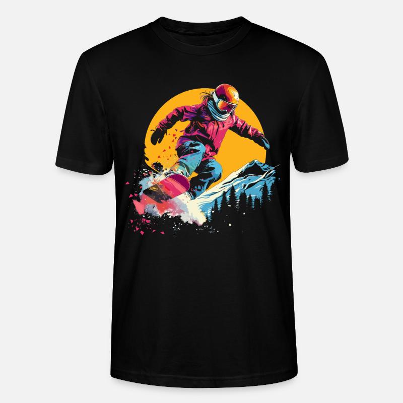 Snowboarder Synthwave - T-shirt bio CRAFTER Stanley Stella Unisexe - noir