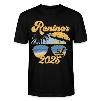 Beach Rentner 2025 Rente Frührentner Pension - Stanley/Stella Unisex Bio-T-Shirt CRAFTER - Schwarz - Vorne - Alina (178cm) & Michal (187cm)