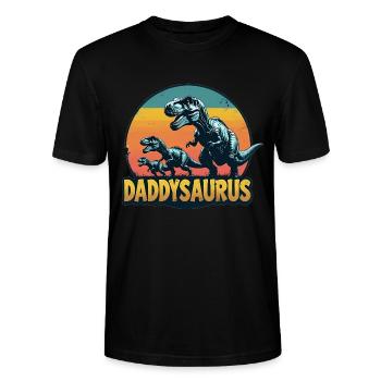 Daddysaurus - Stanley/Stella Unisex Bio-T-Shirt CRAFTER - Schwarz - Vorne - Alina (178cm) & Michal (187cm)