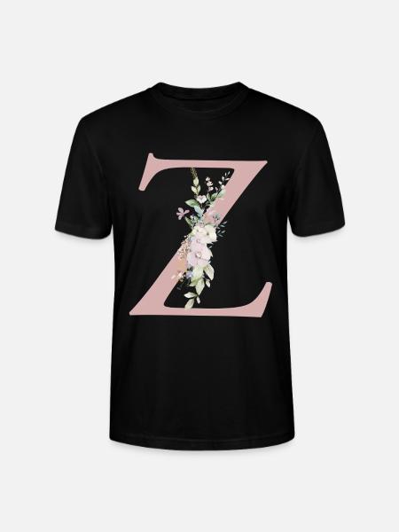 Z Monogram, Floral, Personalizable - Stanley/Stella CRAFTER Unisex Organic T-Shirt - black