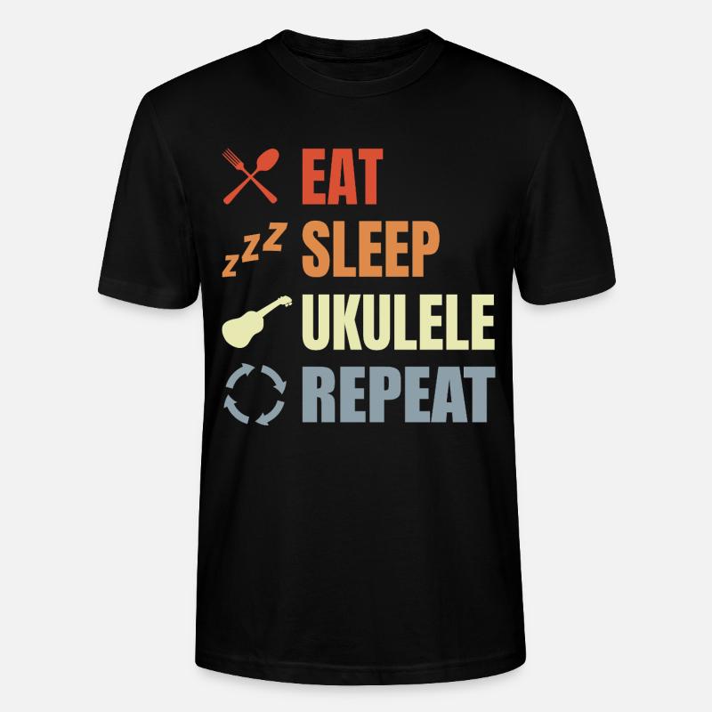 Manger dormir ukulélé répéter - T-shirt bio CRAFTER Stanley Stella Unisexe - noir