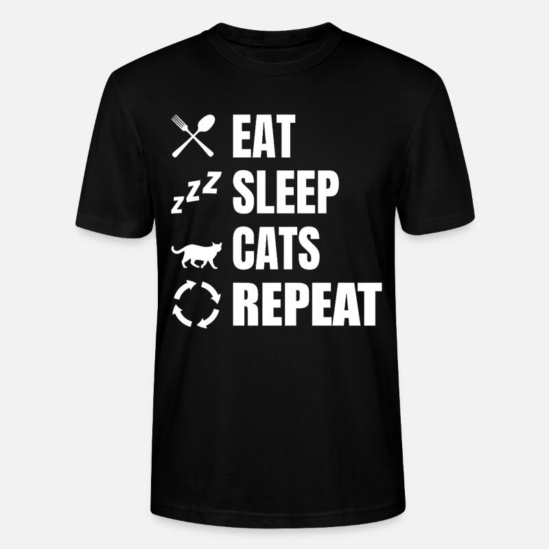 Manger dormir chats répéter - T-shirt bio CRAFTER Stanley Stella Unisexe - noir