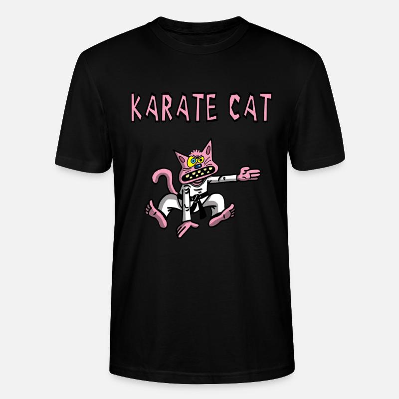 Karate und rosa Katze - Stanley/Stella Unisex Bio-T-Shirt CRAFTER - Schwarz