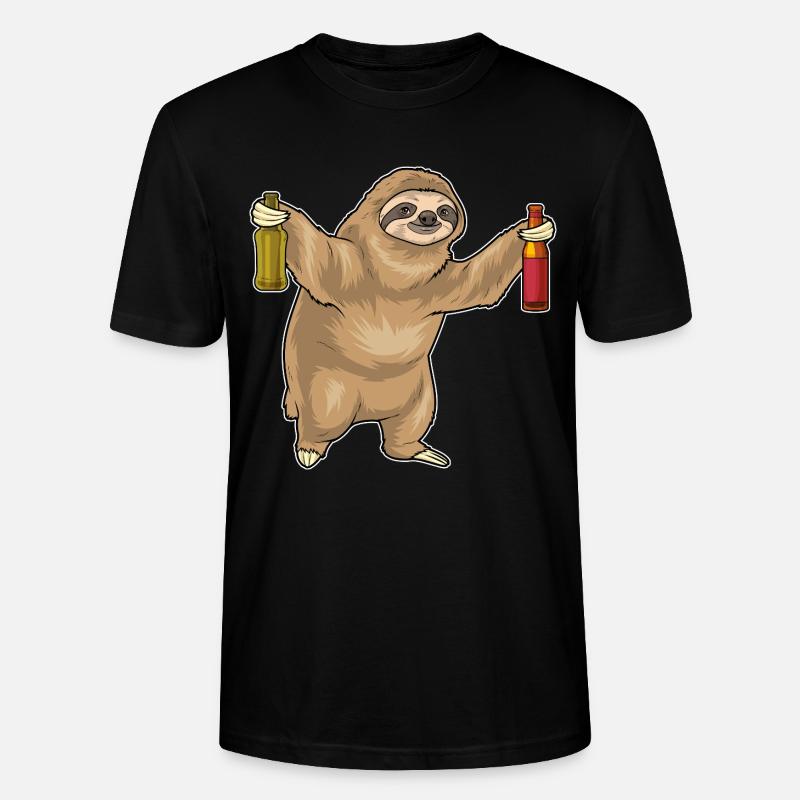 Faultier Flasche Bier - Stanley/Stella Unisex Bio-T-Shirt CRAFTER - Schwarz
